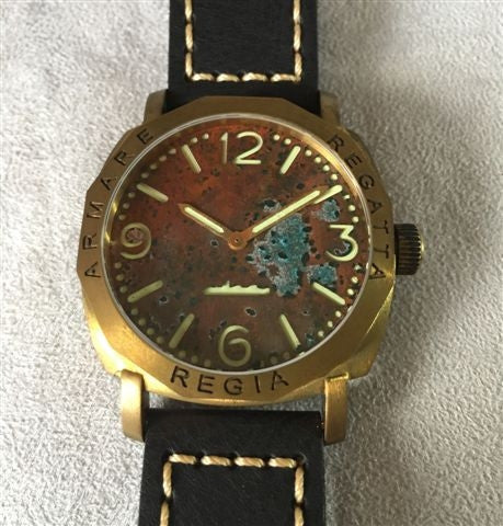 NEW ! R105 / Custom made patina dial - Number dial (Engraved bezel) (free shipping) (1 piece only)